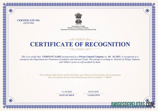 Modelo realista de certificado de reconhecimento da Índia em Word e PDF